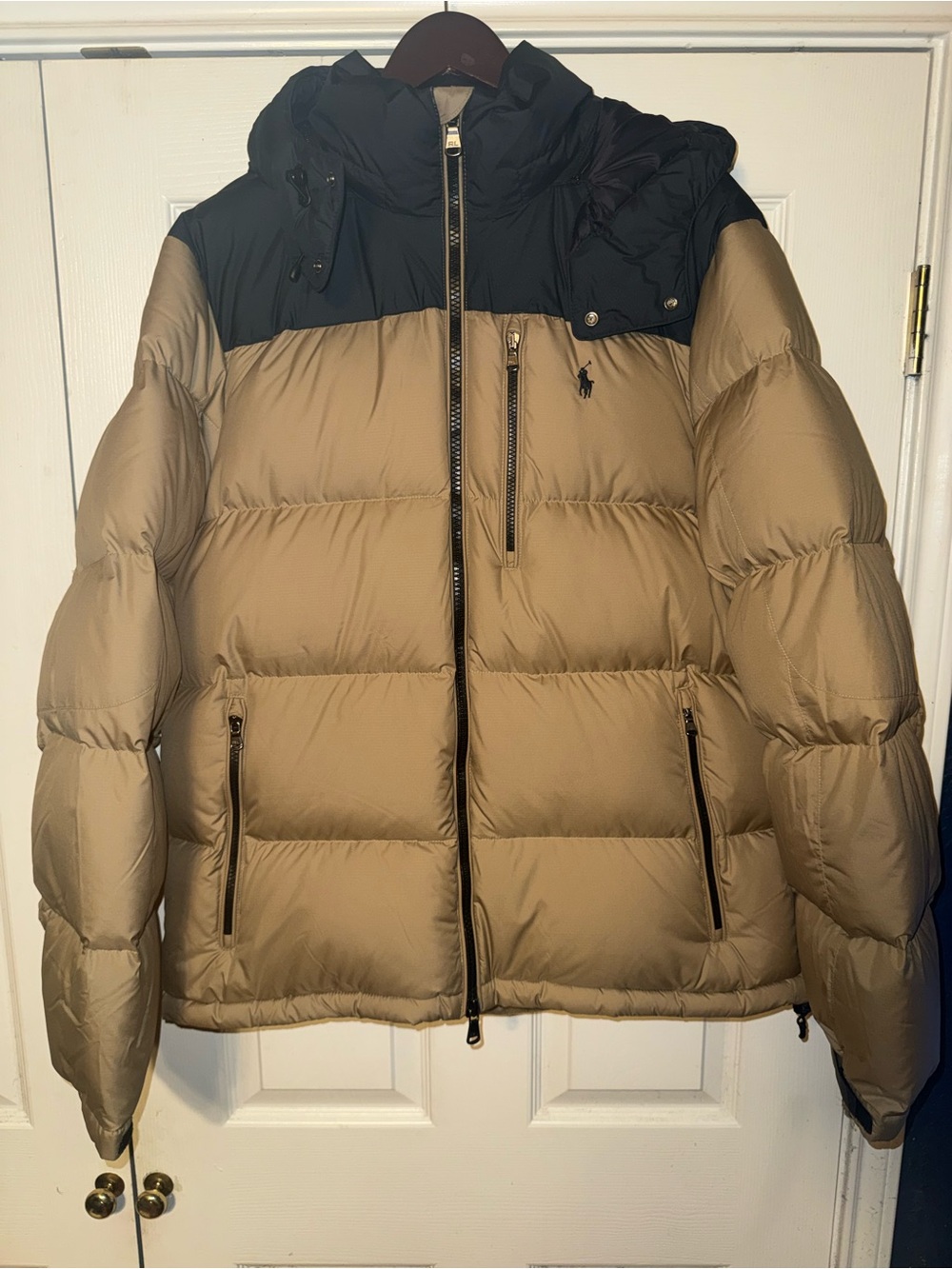 Classic Men’s Tan & Black Down Puffer Jacket